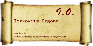 Iczkovits Orgona névjegykártya
